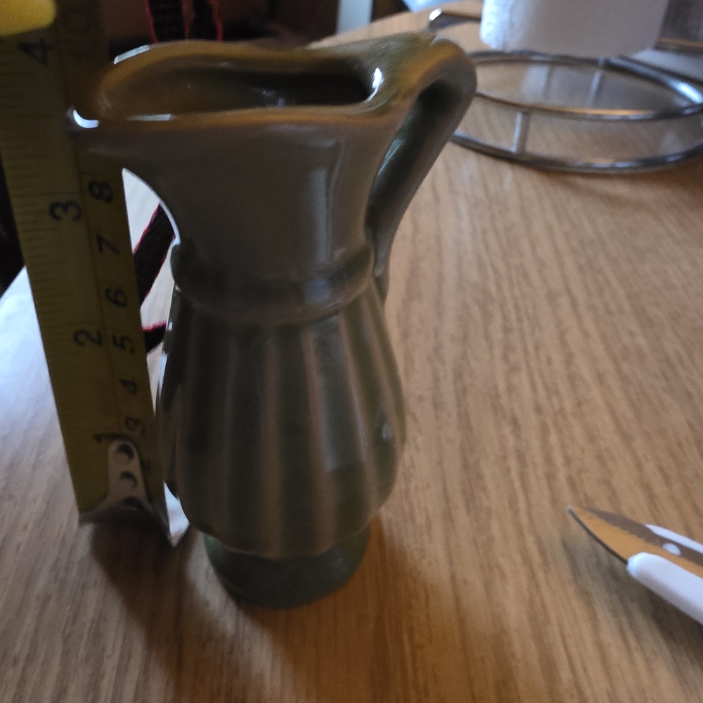 Source Unknown Green Ceramic Pitcher